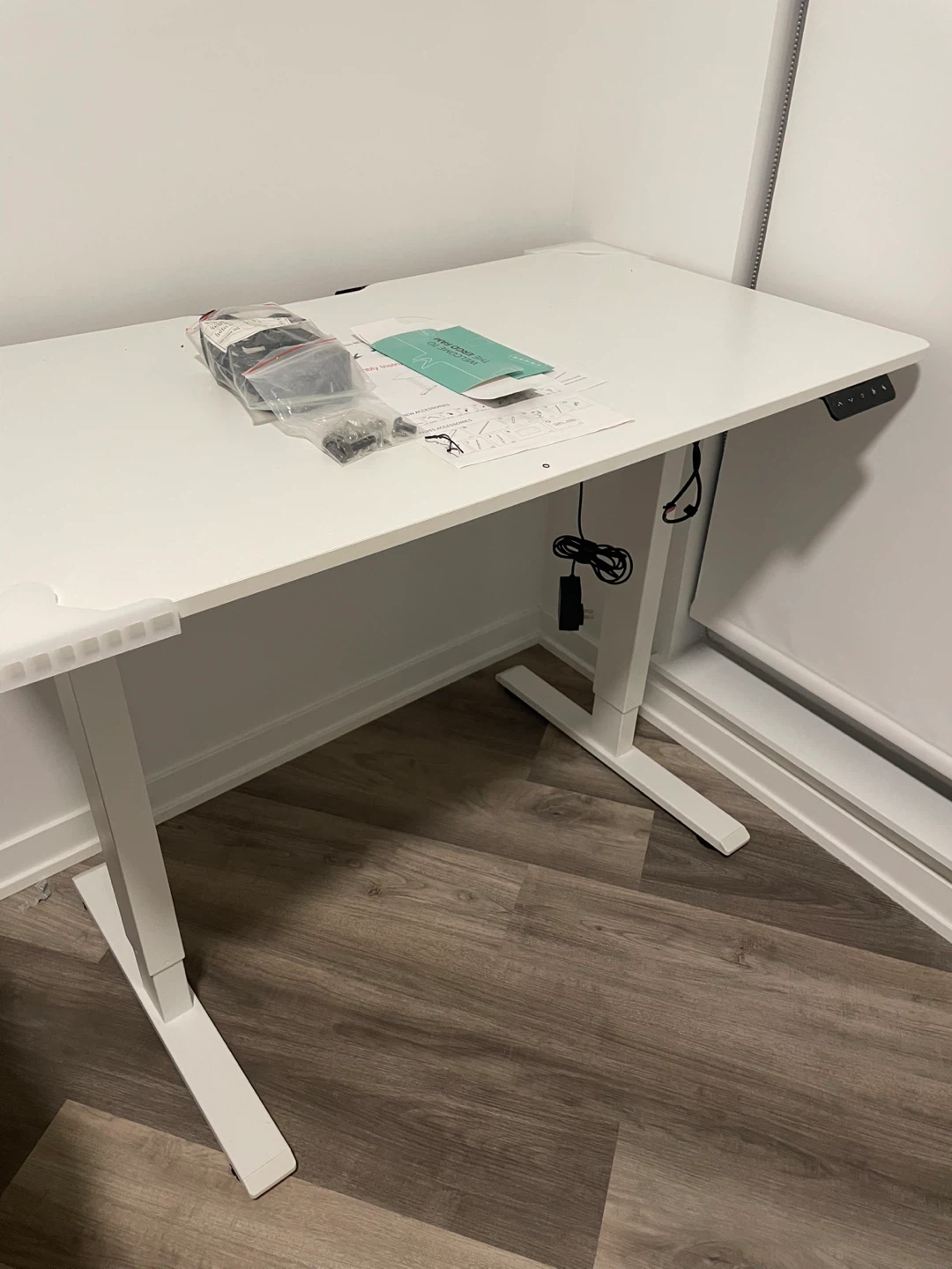 White Electric Standing Desk with Memory Settings - 43" x 24"