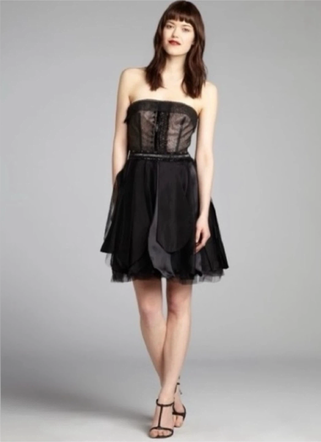 Vera Wang Lavender Label Strapless Silk Mesh Mini Dress Size 4
