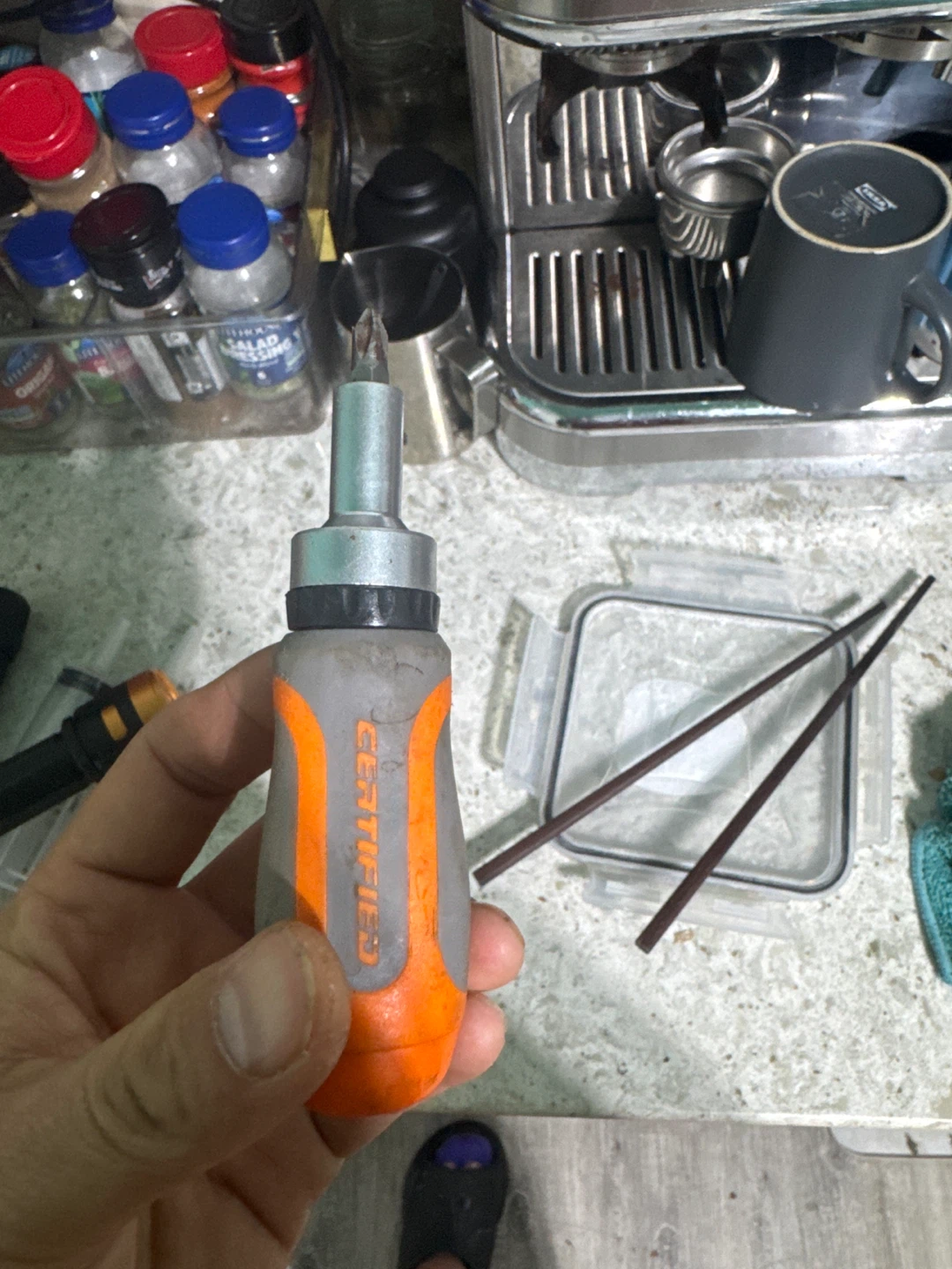 Certified Screwdriver with Orange and Grey Handle