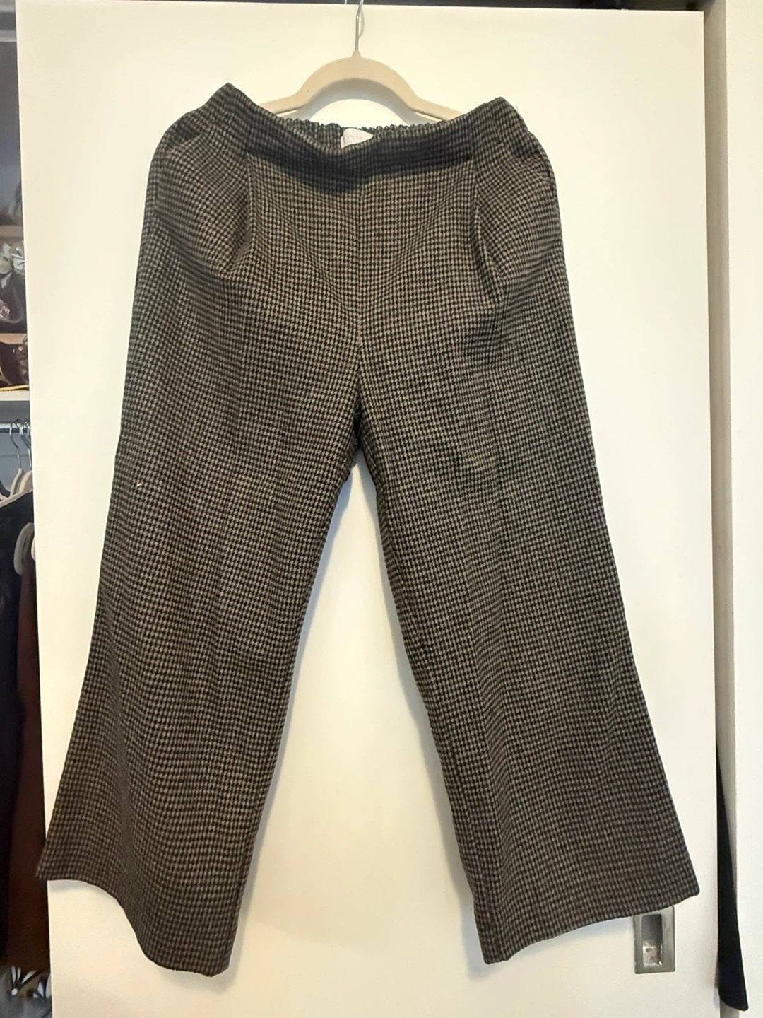 OAK + FORT Houndstooth Wide Leg Cropped Pants
