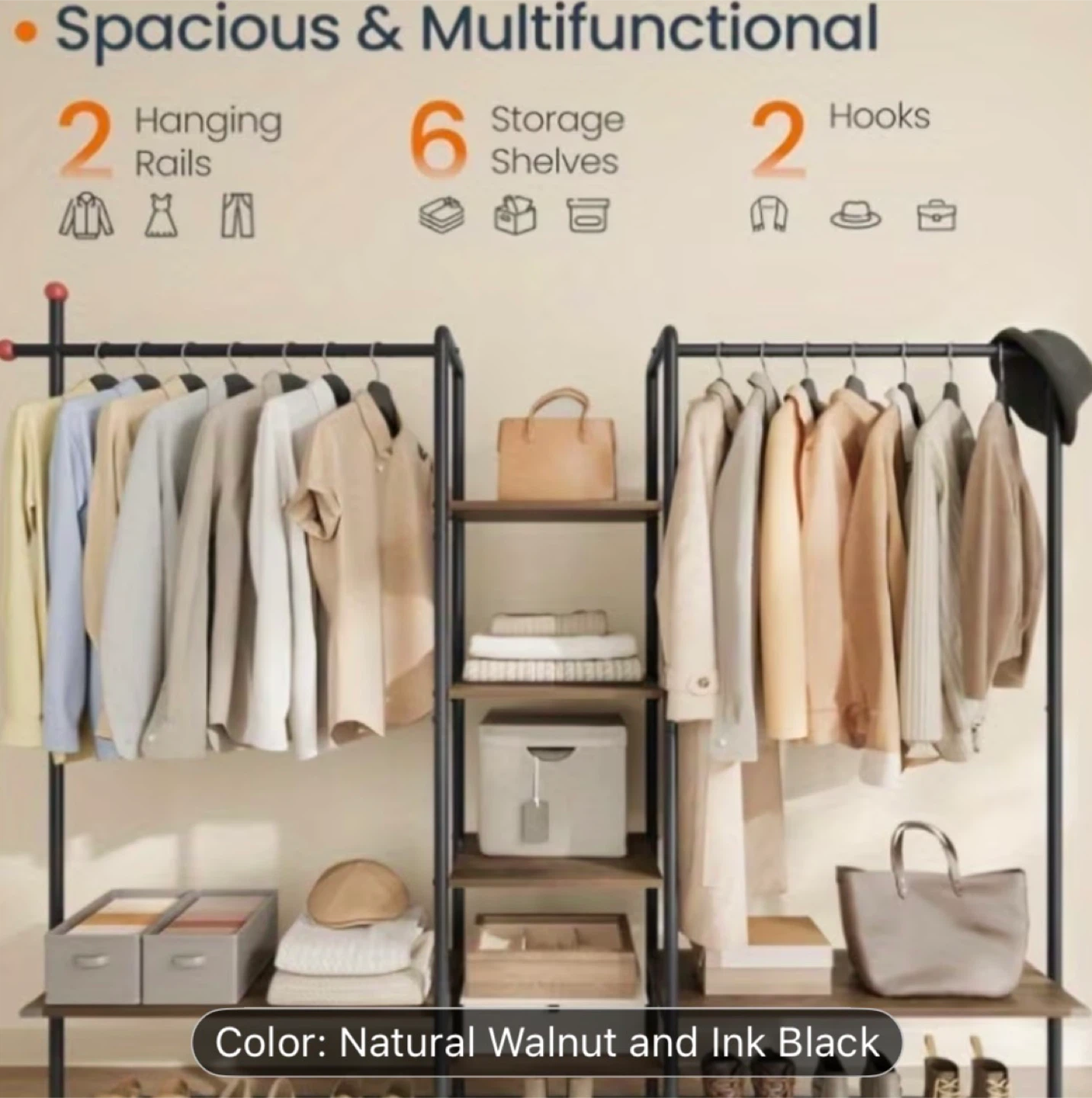 Spacious Multifunctional Clothing Rack with Shelves - photo 5
