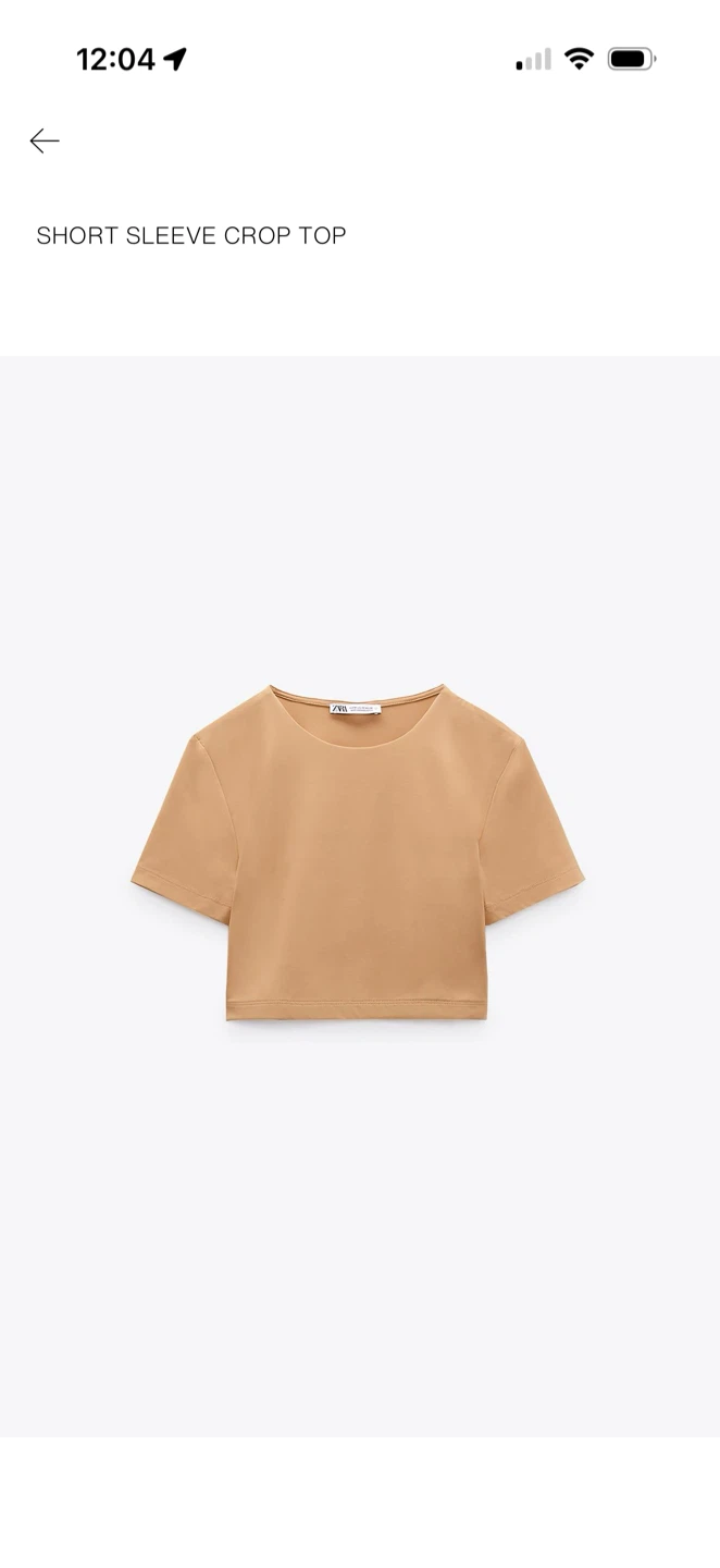 Zara Short Sleeve Crop Top - Size S
