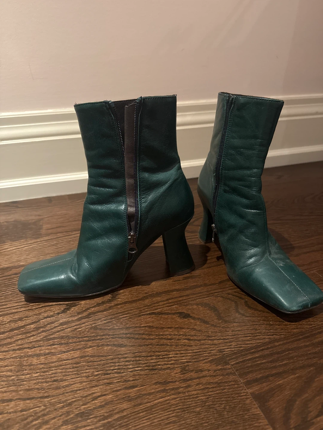 Women's Green Square Toe Ankle Boots Lintervalle - photo 2