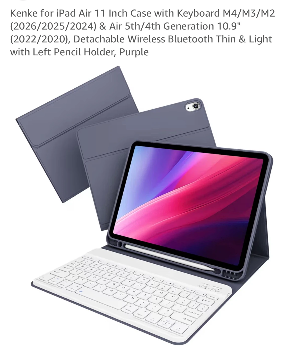 Kenke Purple iPad Air 11 Inch Case with Keyboard