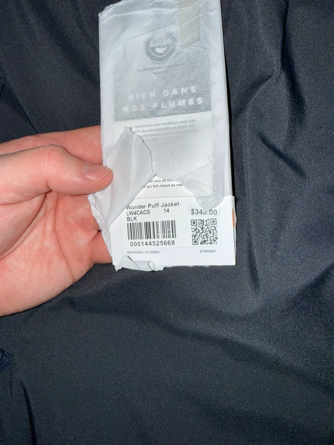 Lululemon Wunder Puff Jacket Black Size 14 never worn - photo 3