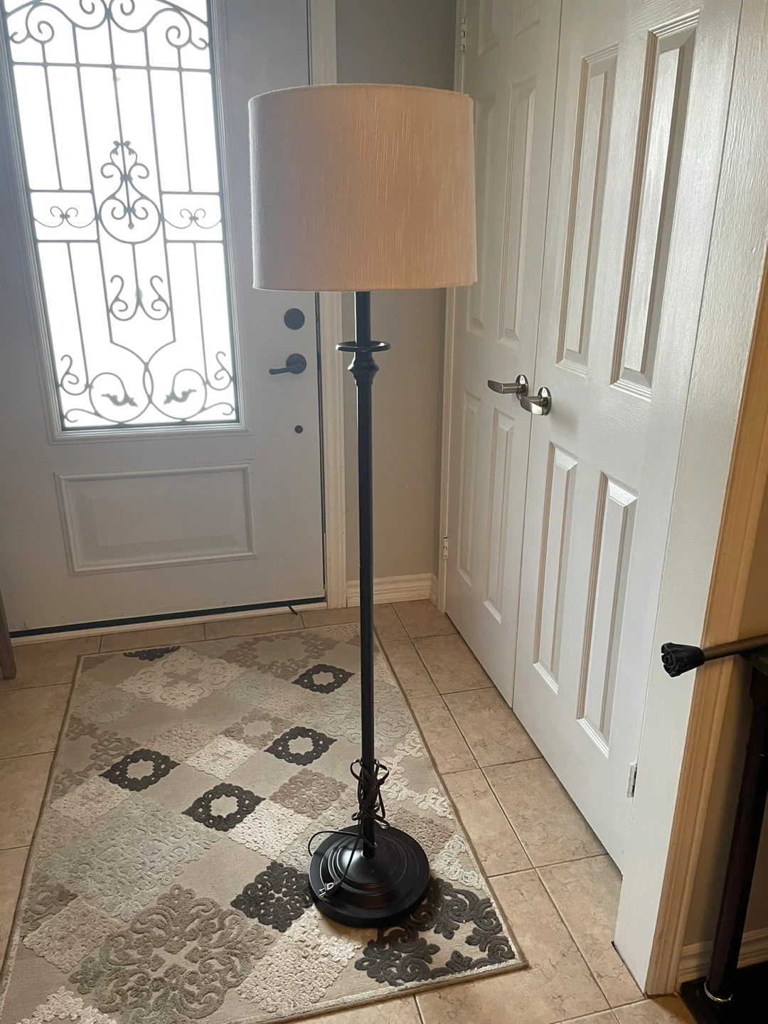 Dark Bronze Floor Lamp with Cream Shade