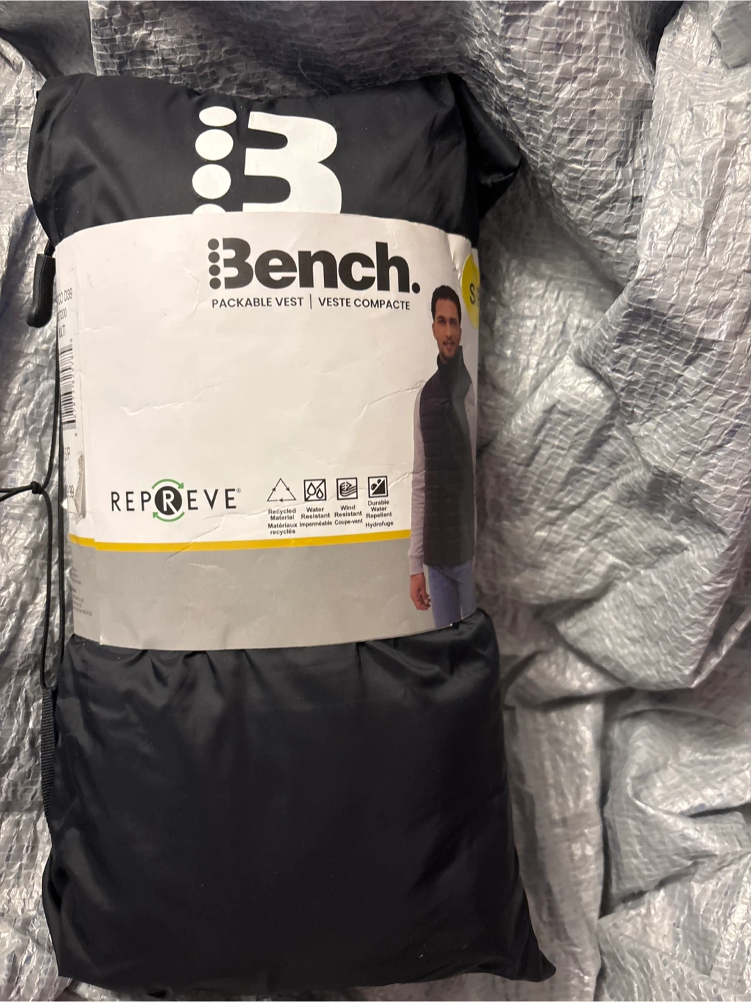 Men Bench Packable Vest - Black - Size S