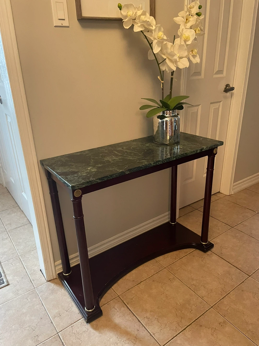 Console Table with Green Marble Top