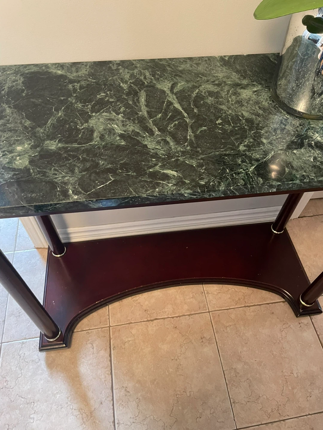 Console Table with Green Marble Top - photo 3