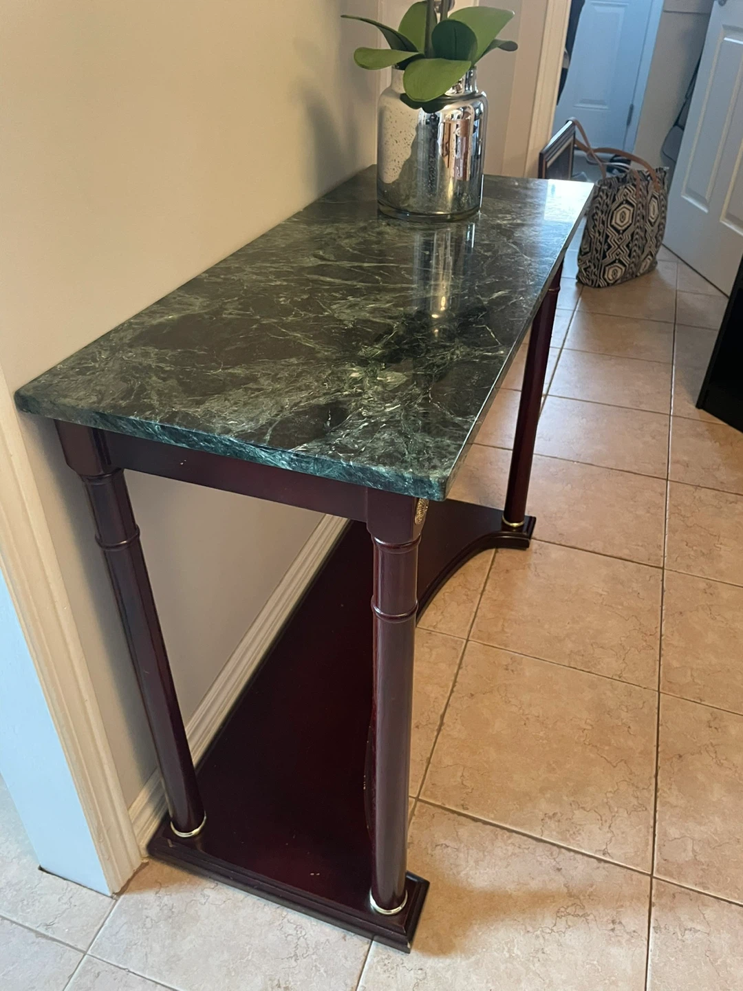 Console Table with Green Marble Top - photo 2