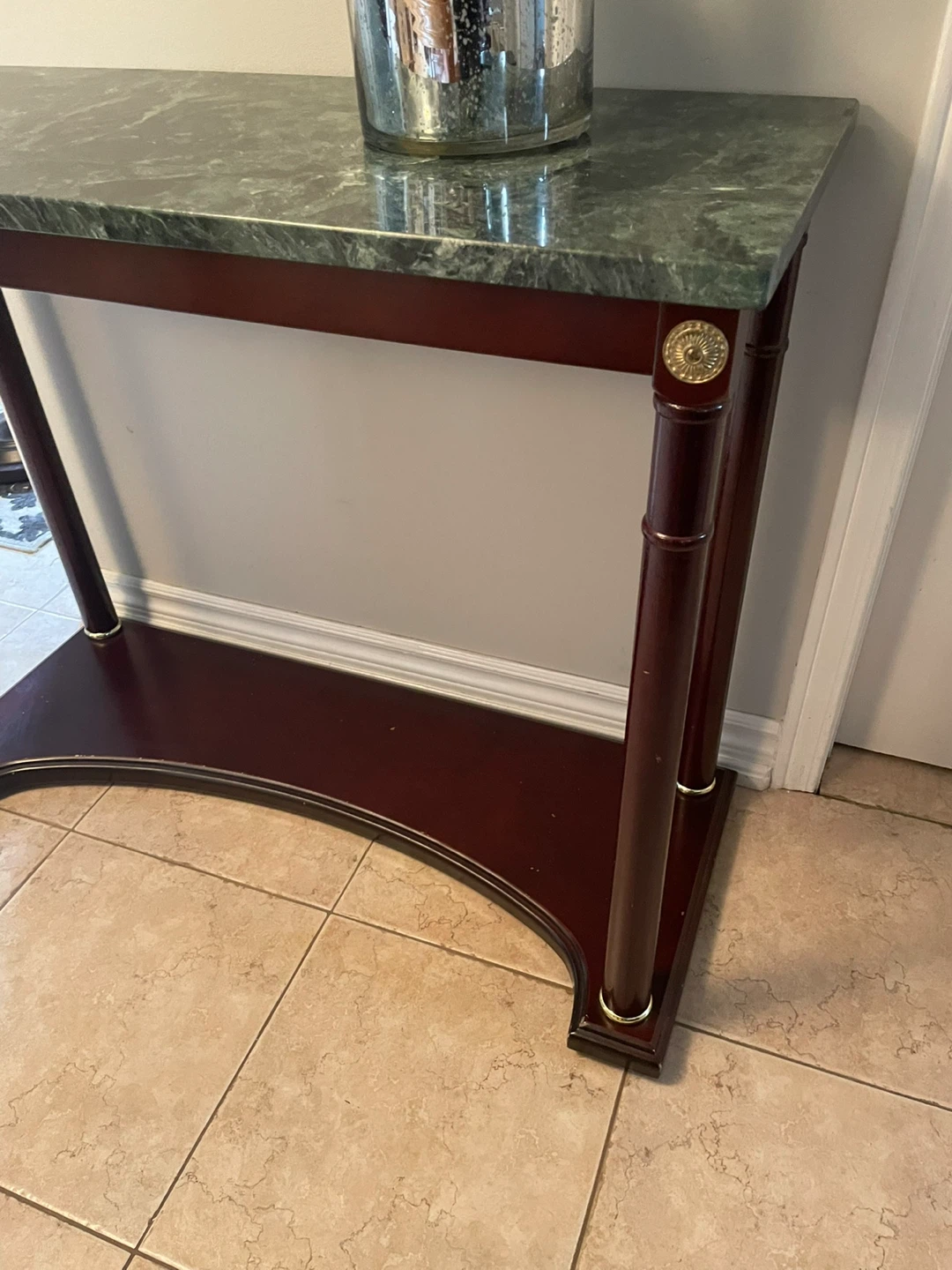 Console Table with Green Marble Top - photo 4