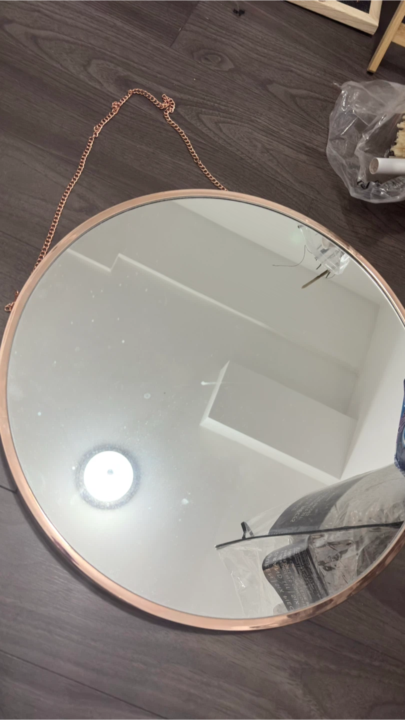 Franc Large 18 inch Round Wall Mirror with Chain, Rose Gold - photo 2