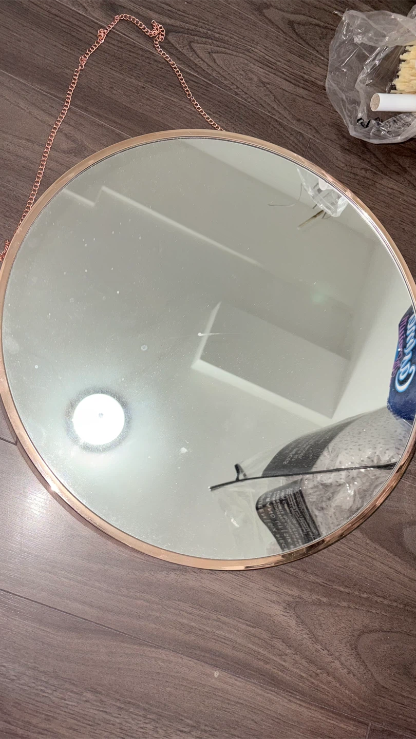 Franc Large 18 inch Round Wall Mirror with Chain, Rose Gold