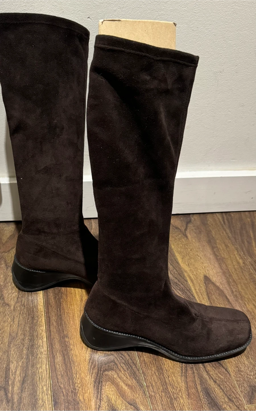 Brown Suede Knee-High Boots