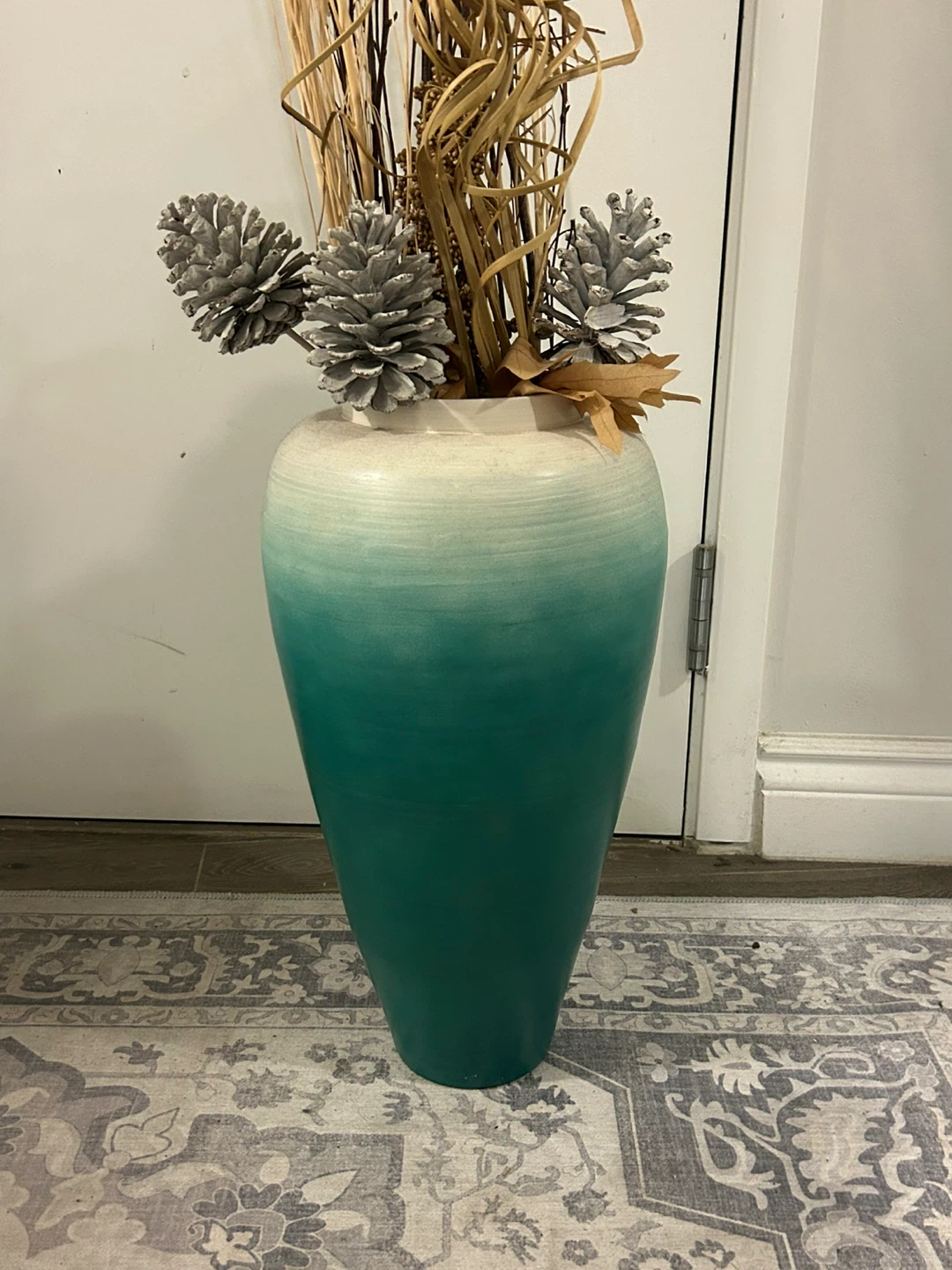 Large Decorative Vase with Dried Floral Arrangement - photo 2