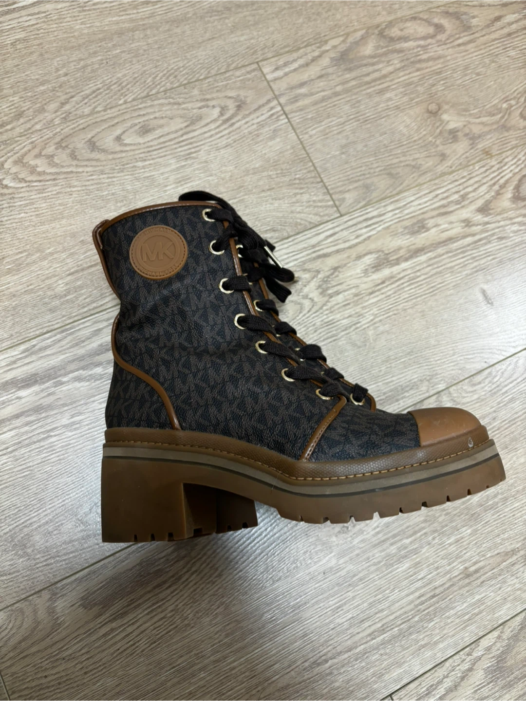 Michael Kors Women's Brown Monogram Combat Boots - photo 2