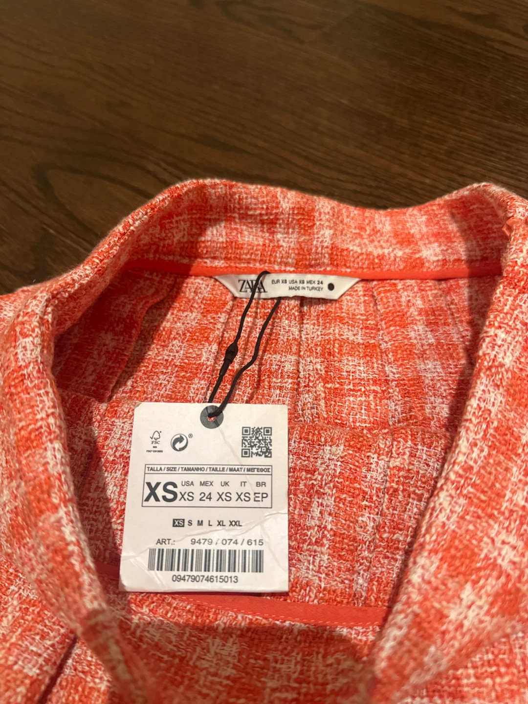 Zara Orange Plaid Pleated Skirt - Size XS - photo 2