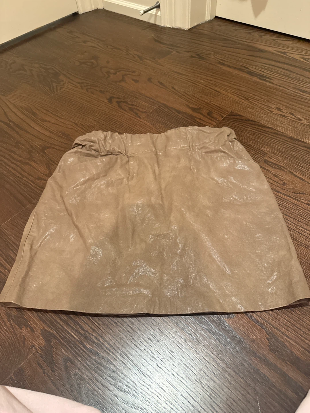 Zara Basic Tan Faux Leather Skirt Size S