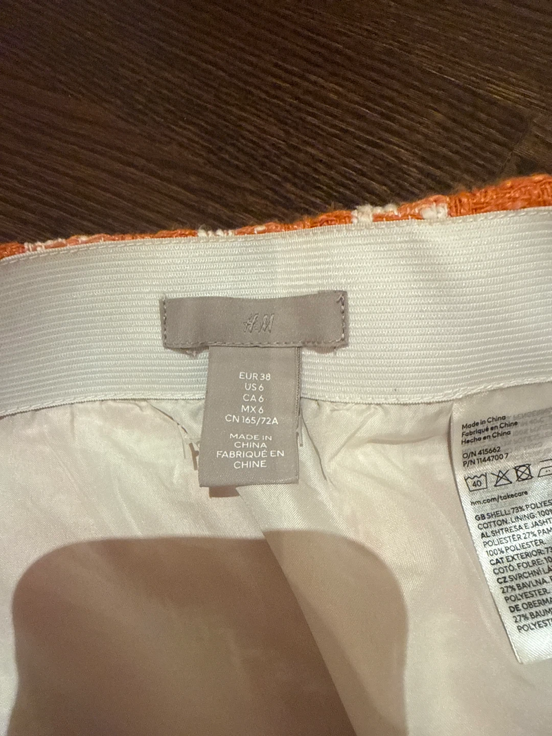H&M Orange and White Plaid Mini Skirt Size 6 - photo 2