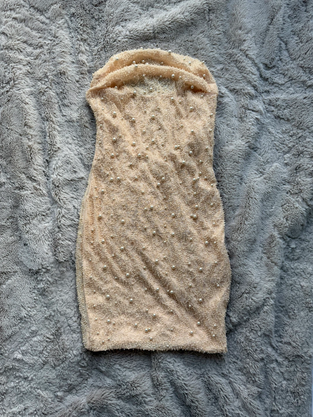 Oh Polly Pearl Embellished Dress in Beige - photo 2