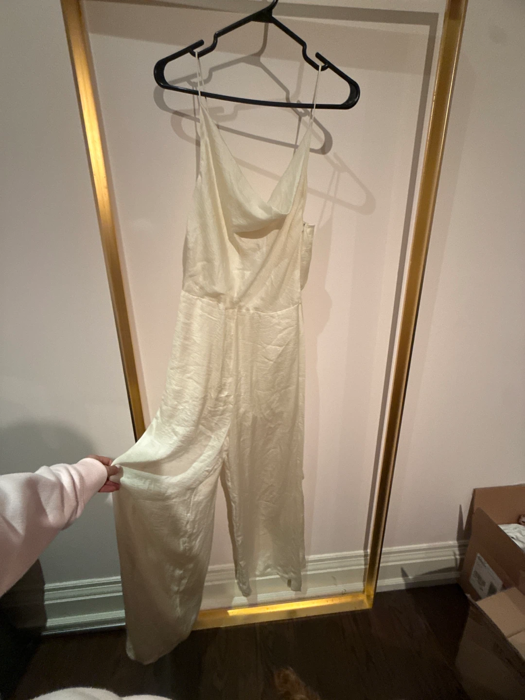 Petal & Roz Cream Wide Leg Jumpsuit Size M