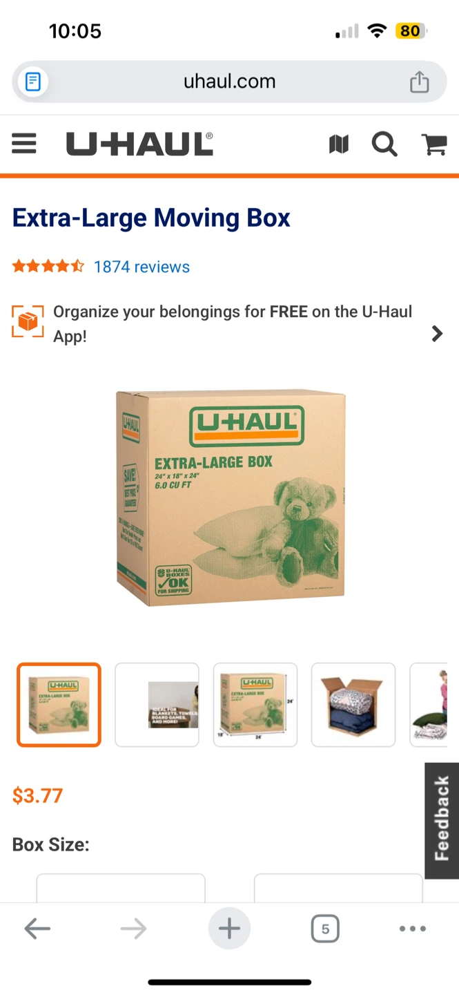 U-Haul Extra-Large Moving Box 24" x 18" x 24" - photo 3