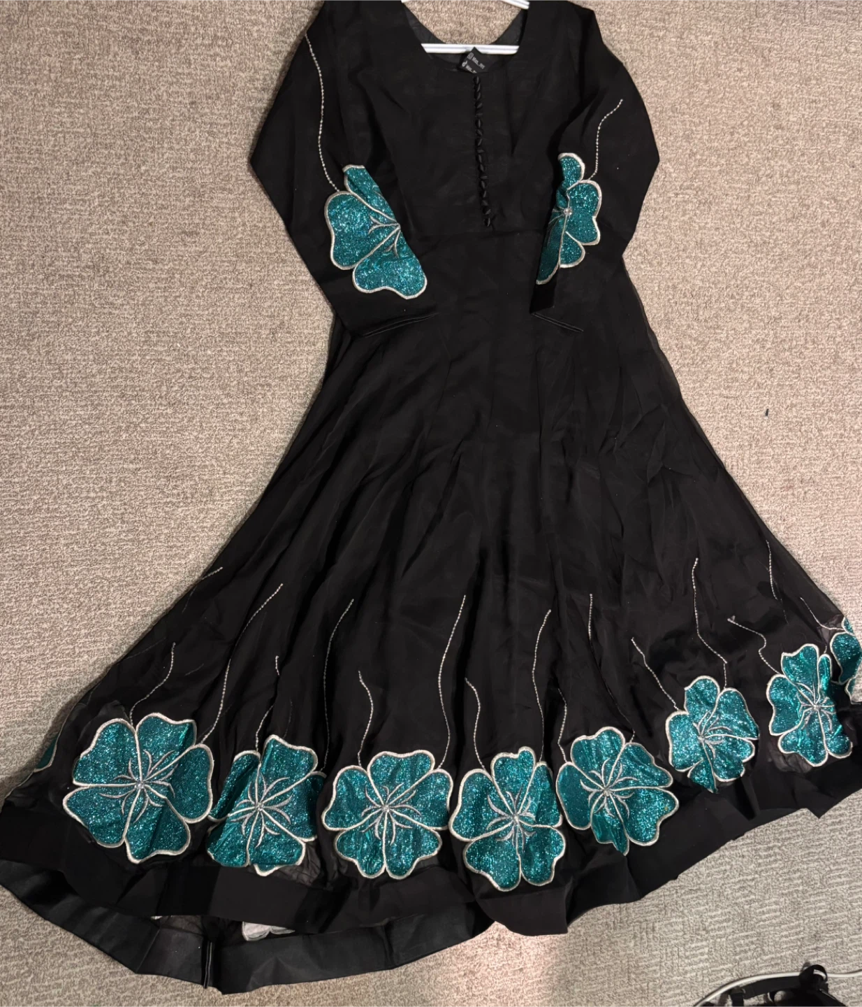 Black embroidered kameez shalwar set
