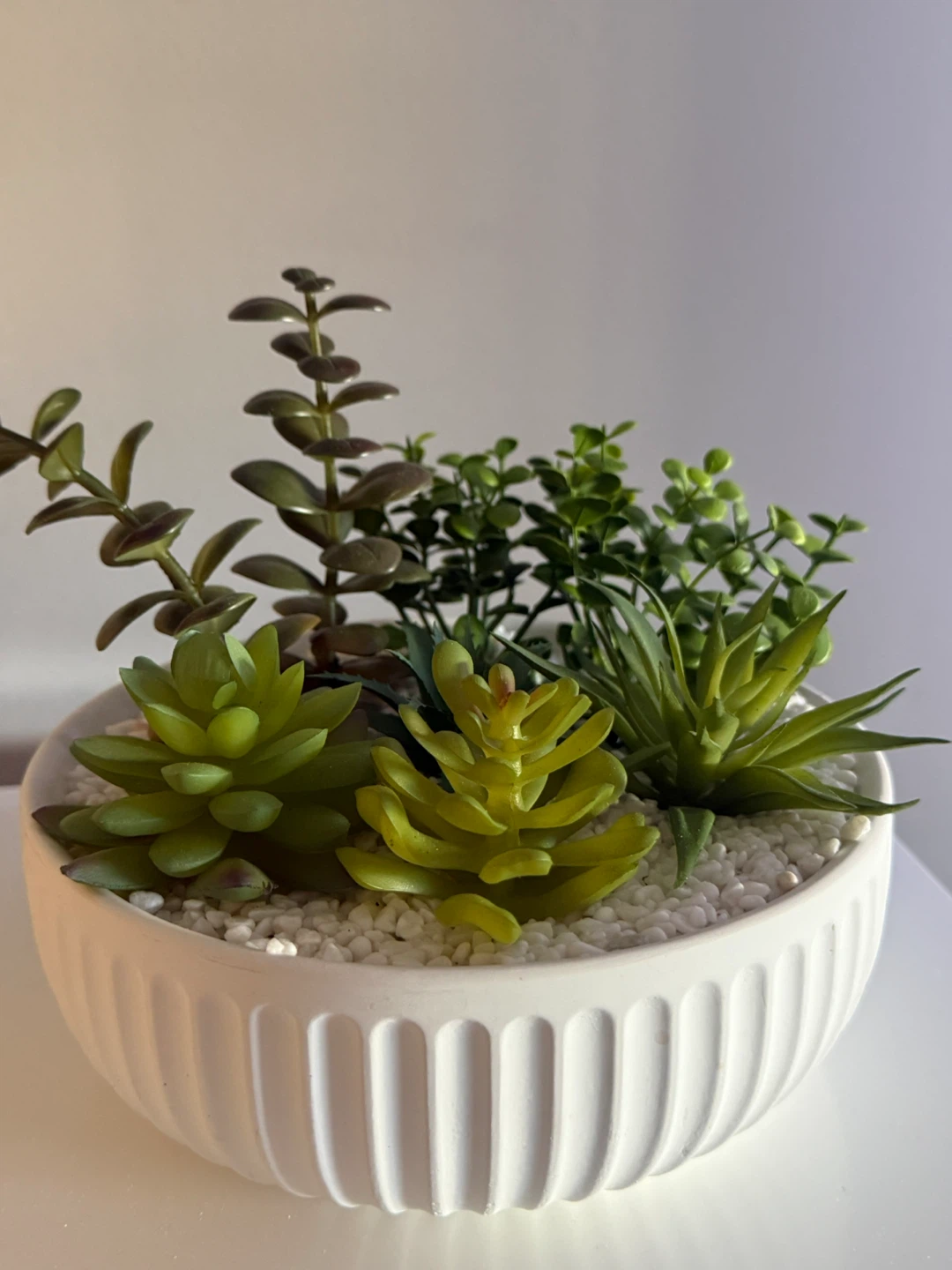 Artificial Succulent Arrangement in White Planter