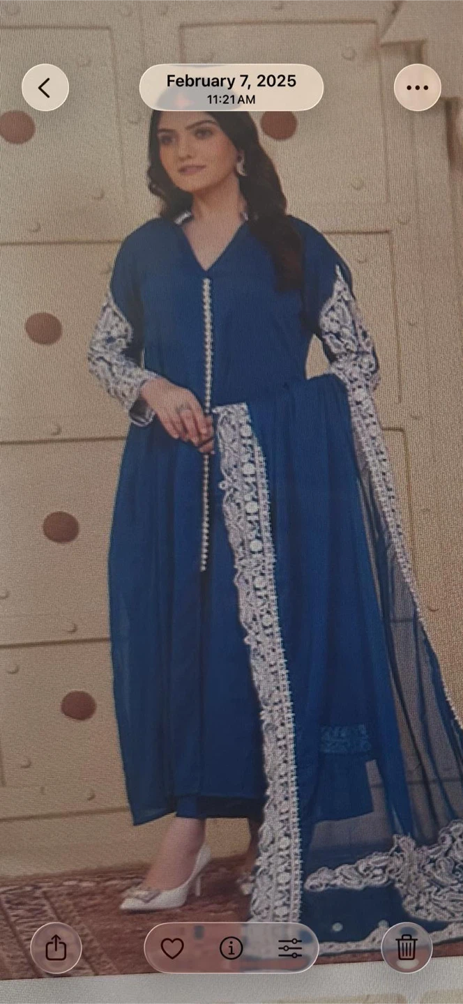 Women's Blue Embroidered 3-Piece Outfit - photo 3