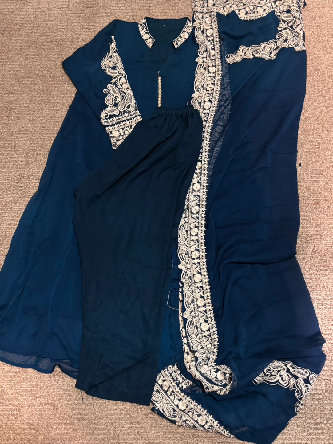 Women's Blue Embroidered 3-Piece Outfit - photo 2