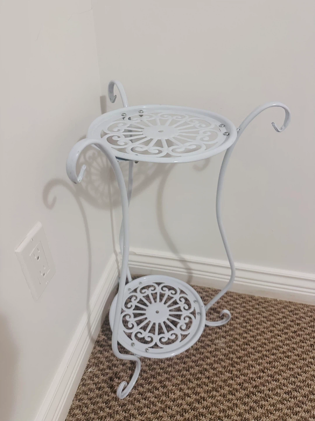 White 2-Tier Metal Plant Stand