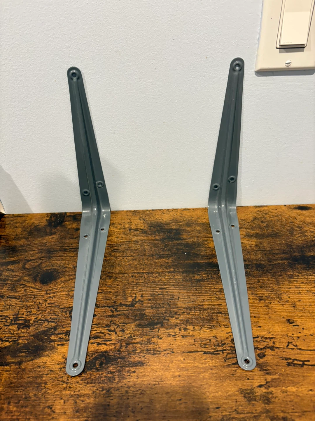 Pair of Grey Metal Shelf Brackets