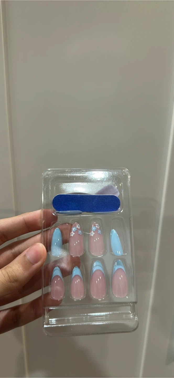 Pink & Baby Blue Almond Press-Ons - photo 2