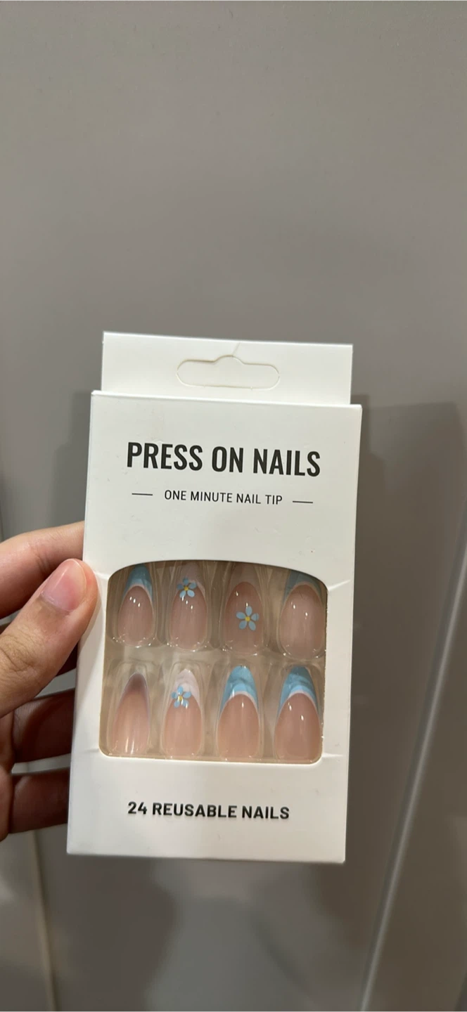 Blue and White French Tips (Long) Press Ons