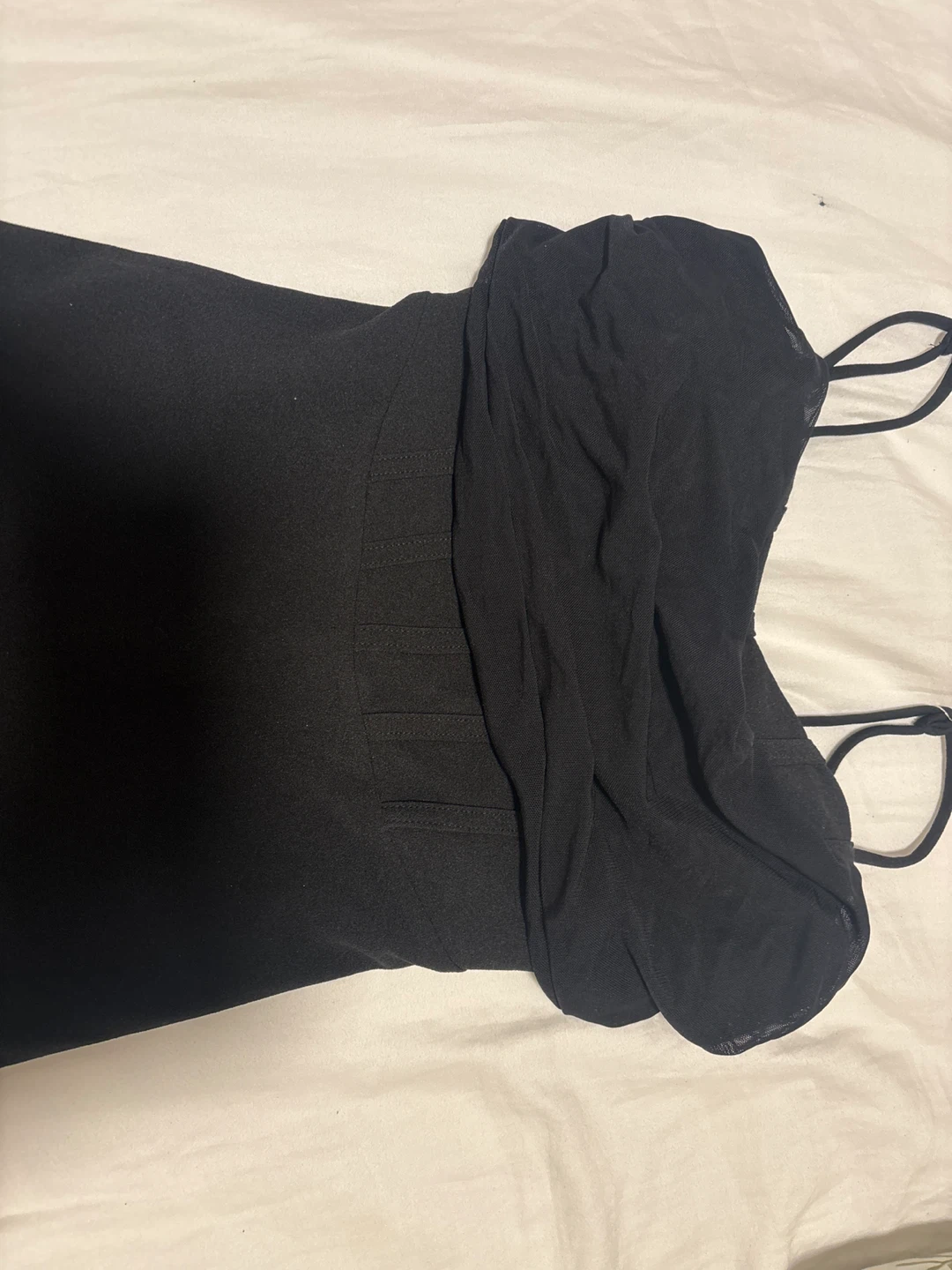 Black Ruched Midi Dress with Side Slit from Honey - photo 2