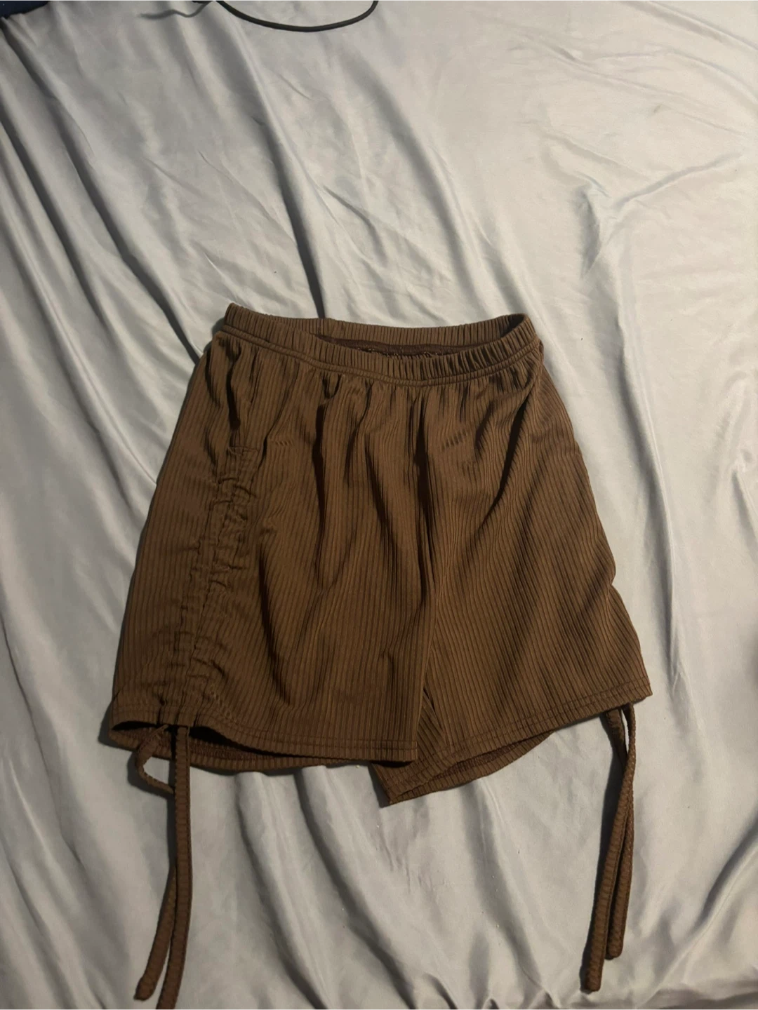 Romwe Ribbed Drawstring Skirt