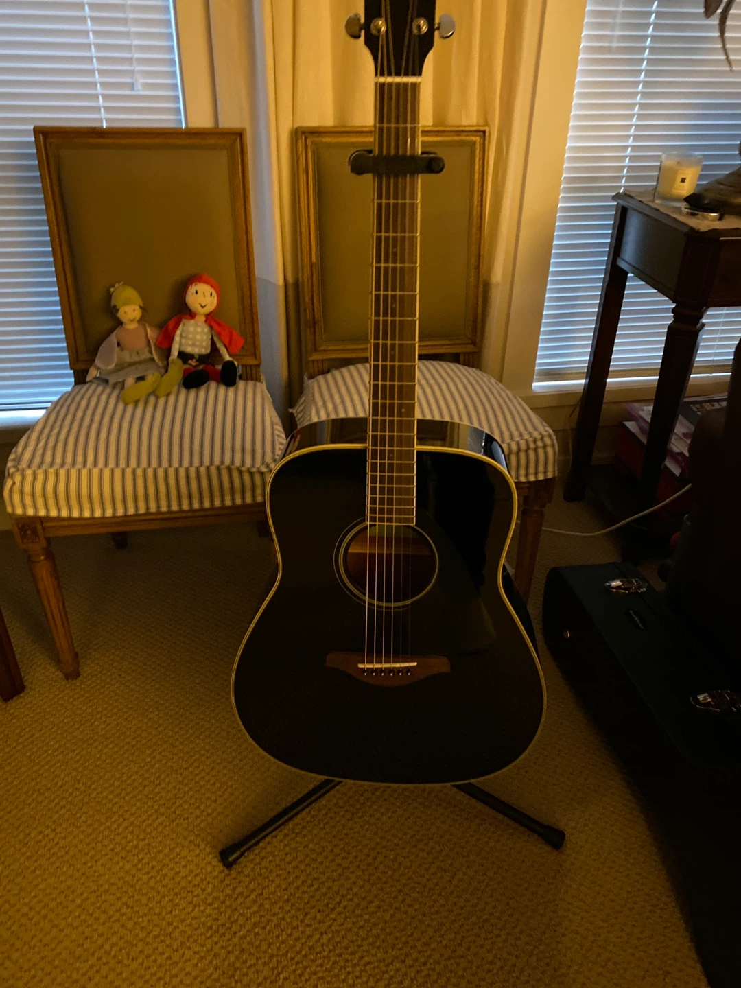 Yamaha guitar and guitar stand