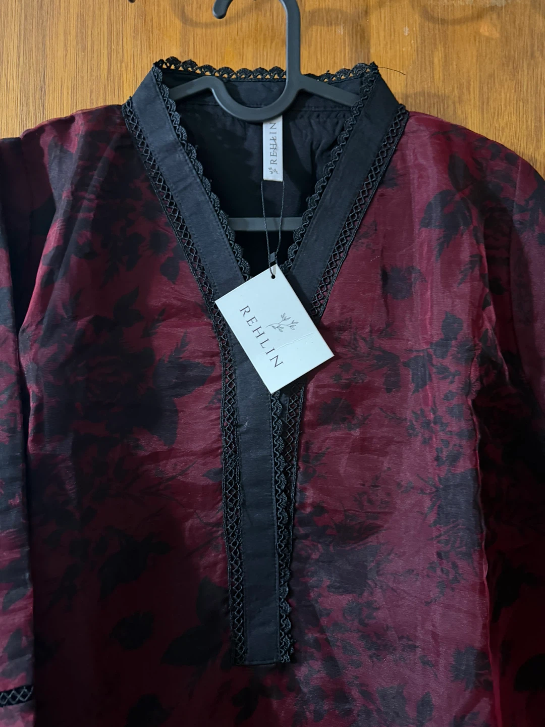 Rehlin Burgundy Floral Long Sleeve Shirt Trouser Dopatta