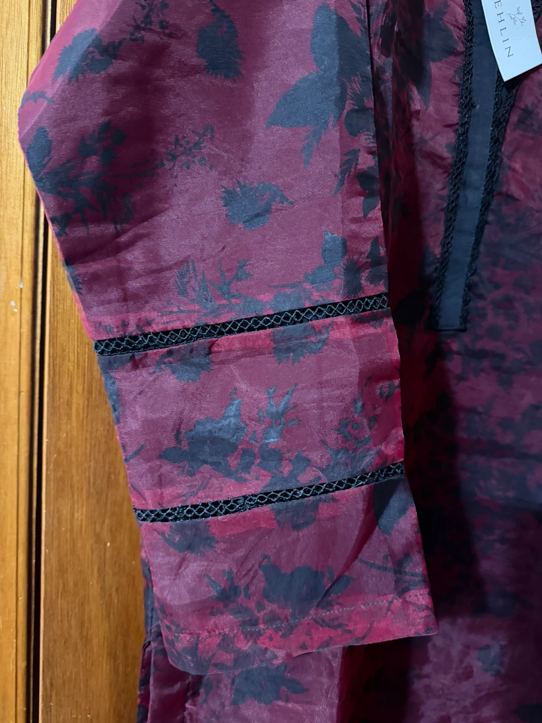 Rehlin Burgundy Floral Long Sleeve Shirt Trouser Dopatta - photo 3