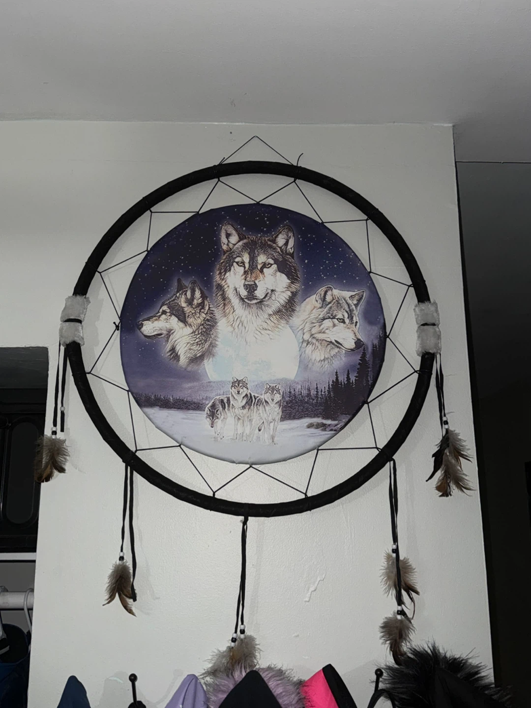 Wolf Dream Catcher Wall Hanging