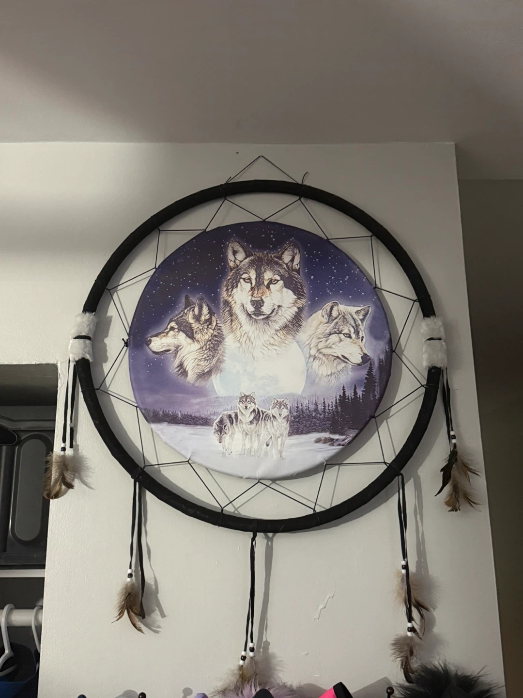 Wolf Dream Catcher Wall Hanging - photo 2