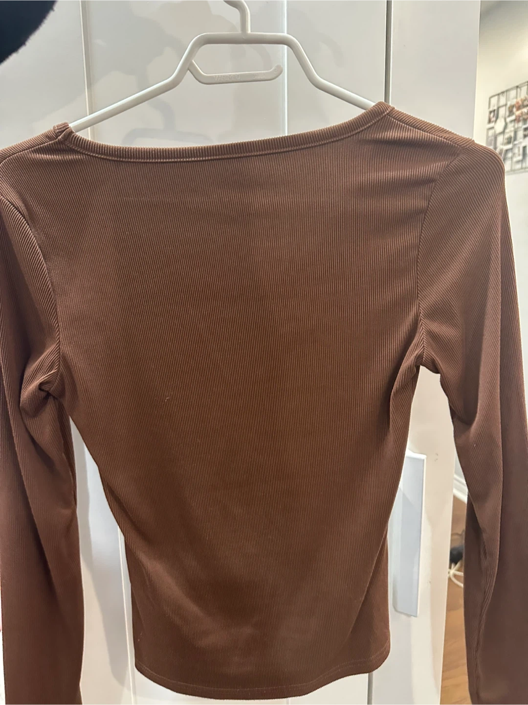 Brown Ribbed Long Sleeve Top - photo 2