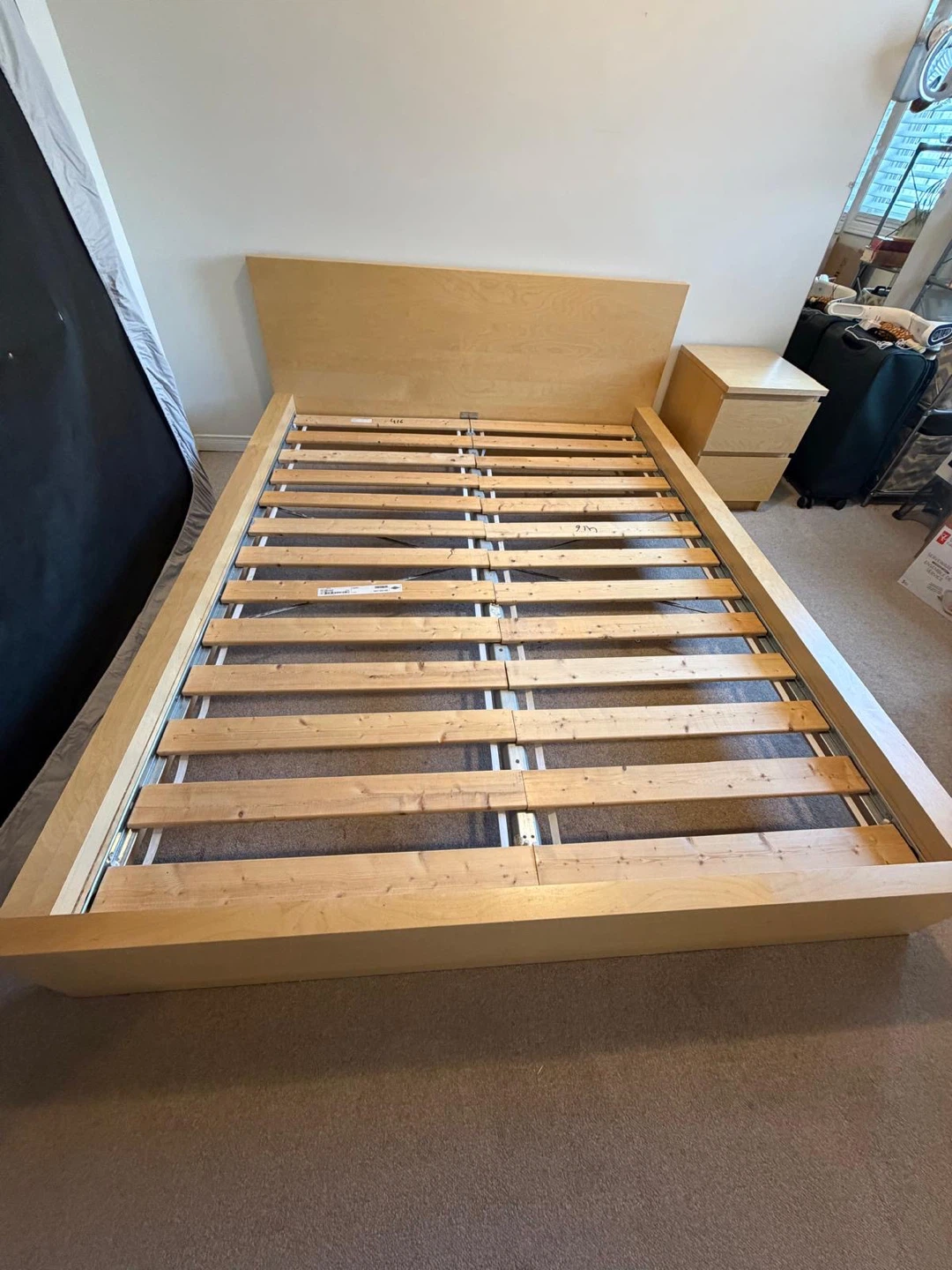 IKEA queen bed frame + night table. New mattress & box spring - photo 5