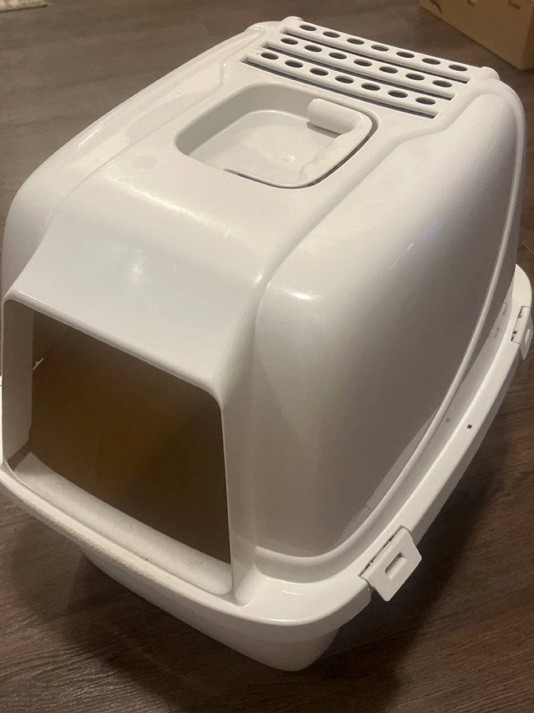 White Hooded Cat Litter Box
