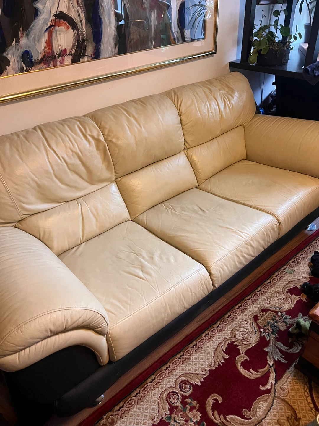 Cream Leather Sofa