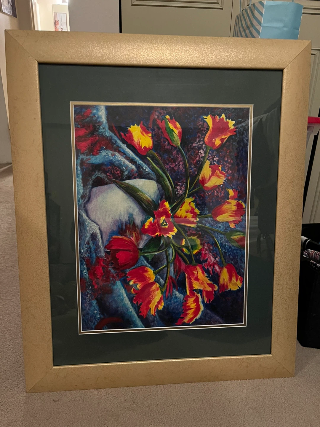 Parrot Tulips Acrylic Painting by Emelia Fedoriw