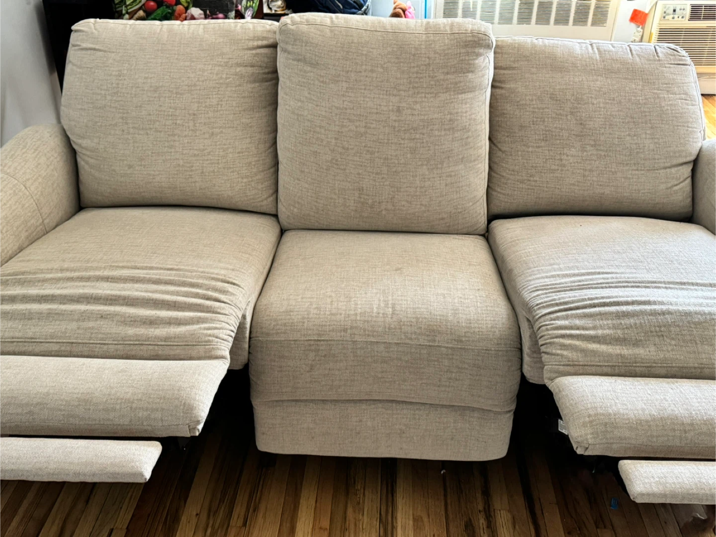 Beige 3-Seater Reclining Sofa - photo 2