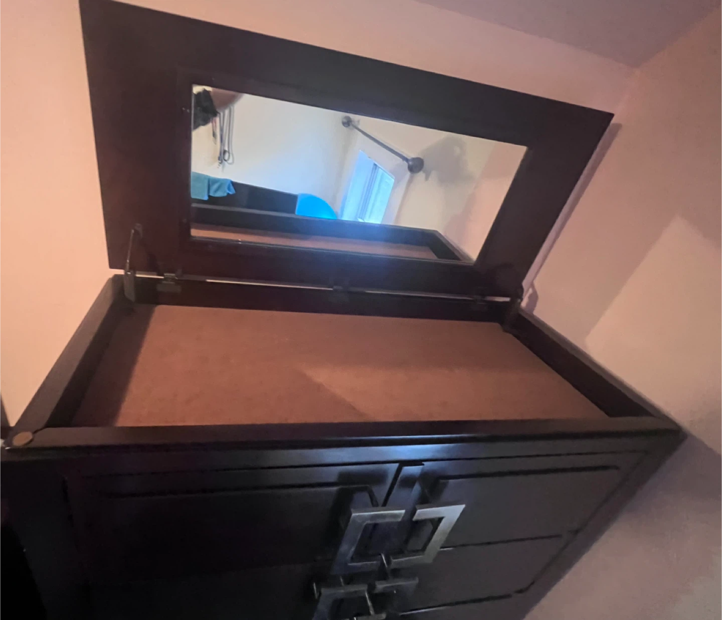 Dark Wood 5-Drawer Dresser with Mirror - photo 2