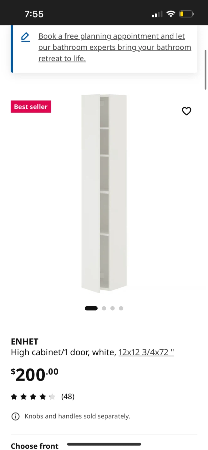 IKEA ENHET High Cabinet 1 Door White 12x12 3/4x72" - photo 4