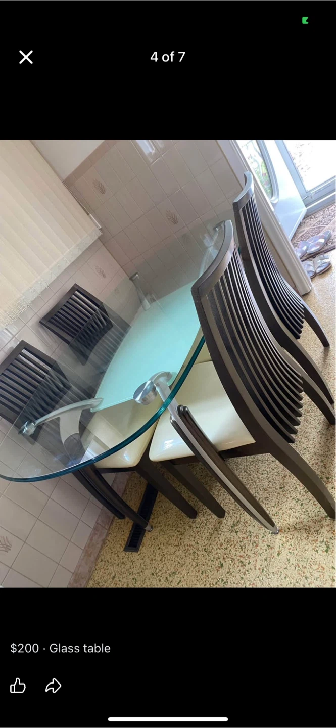 Glass Dining Table with 4 Chairs